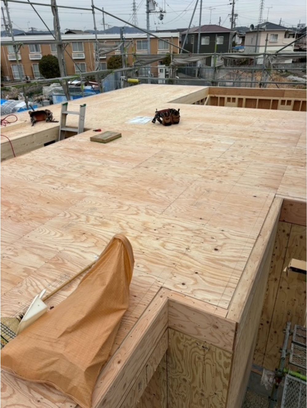 2階床合板施工